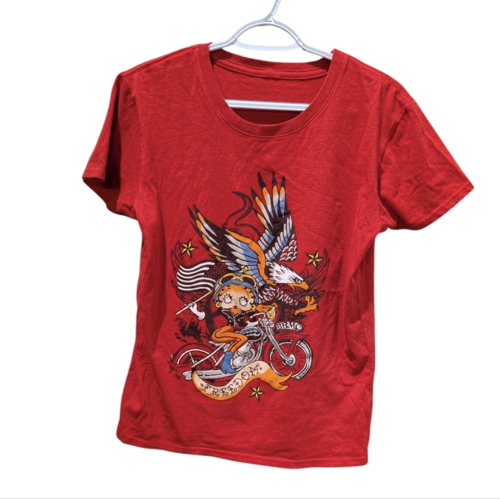 Women's Betty Boop Biker American Graphic T-shirt, Size Small